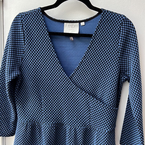 Anthropologie HD in Paris blue polka dot jacquard dress size large (10-12) - Picture 3 of 6